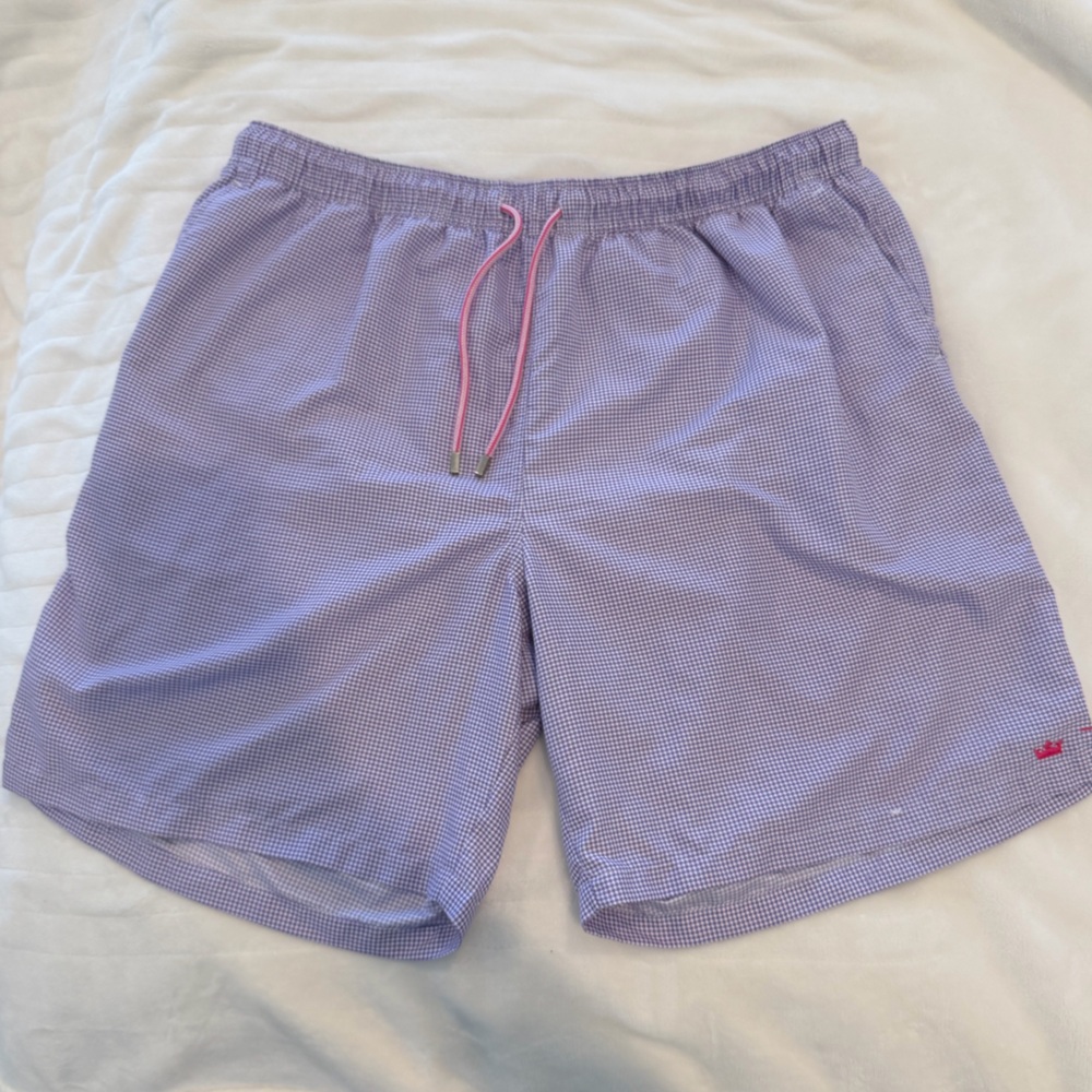 Peter Millar Men’s Swim Trunks – Purple Micro Check – XXL